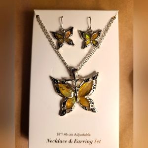Butterfly necklace and earrings